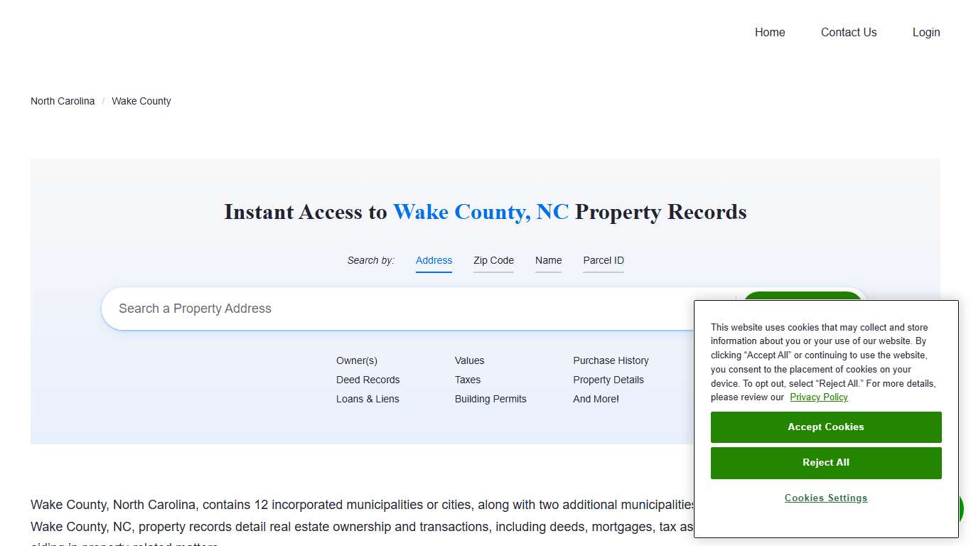 Wake County Property Records Owners, Deeds, Permits