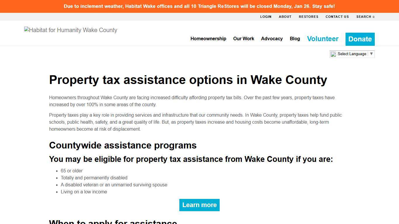 Property tax assistance options in Wake County Habitat for Humanity Wake County